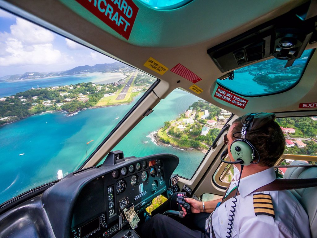CARIBBEAN, ST. LUCIA, HELICOPTER APPROACH AIRPORT