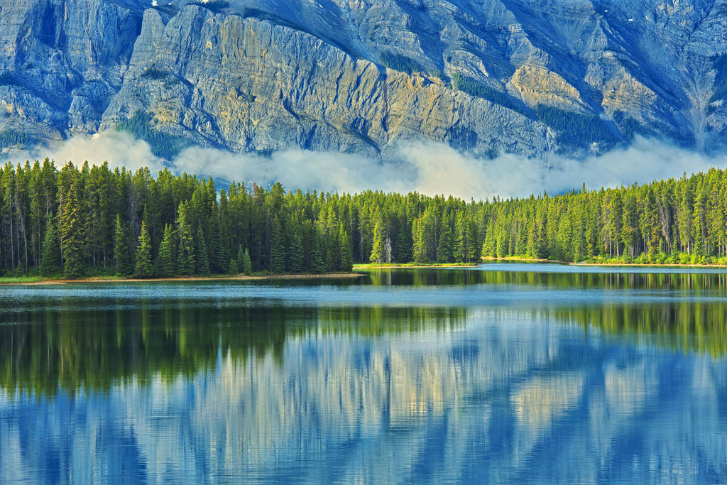 Reflection of Mt. Rundle in Two Jack Lake Banff National Park Alberta Canada