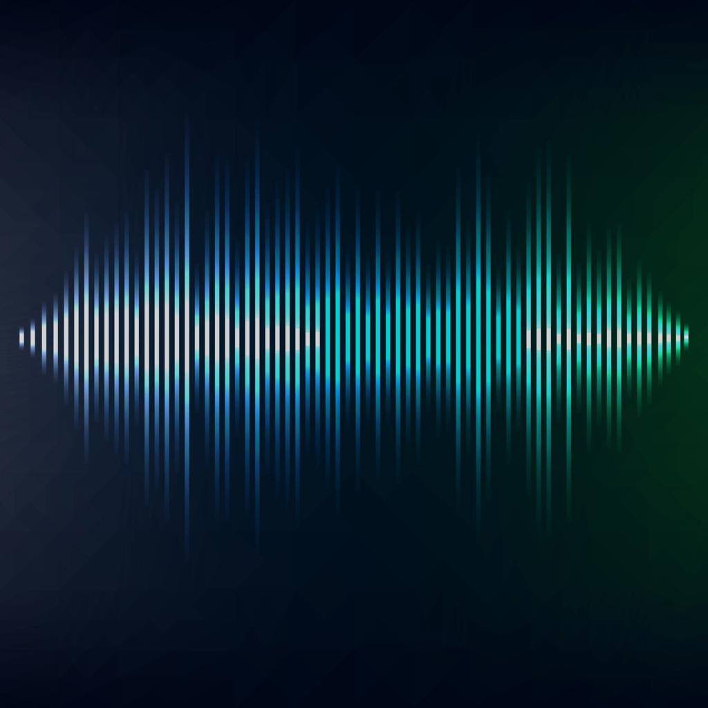 BLUE SOUND WAVE ON BLACKBACKGROUND