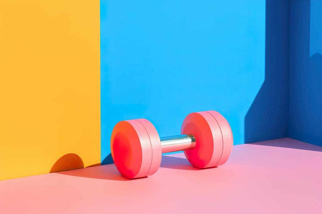 DUMBBELL ON VIBRANT, COLORFUL BACKGROUND